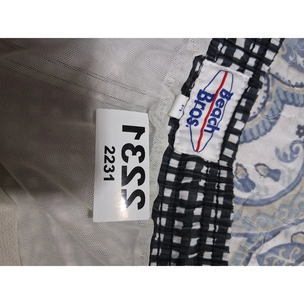 Beach Bros Swim Trunks Mens size Medium Gingham Drawstring Netted‎ 7.5